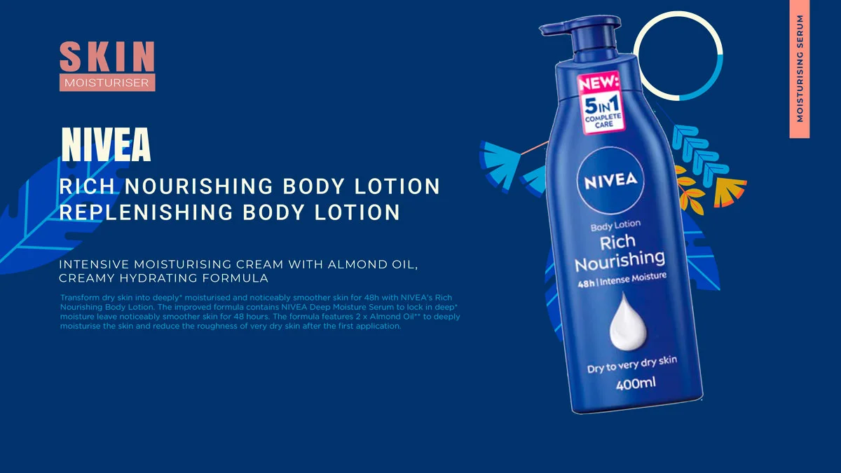 NIVEA Rich Nourishing Body Lotion (400ml), 48hr Replenishing Body Lotion, Intensive Moisturising Cream with Almond Oil, Creamy Hydrating Formula