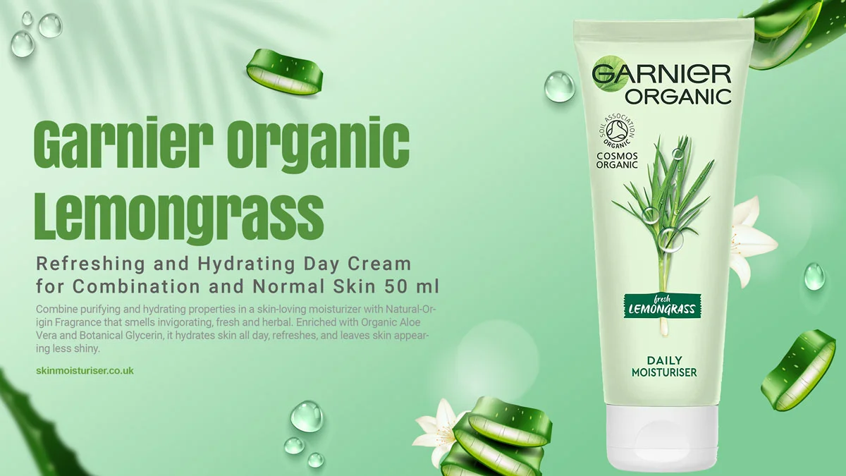 Garnier Organic Lemongrass Daily Face Moisturiser, Refreshing and Hydrating Day Cream for Combination and Normal Skin 50 ml